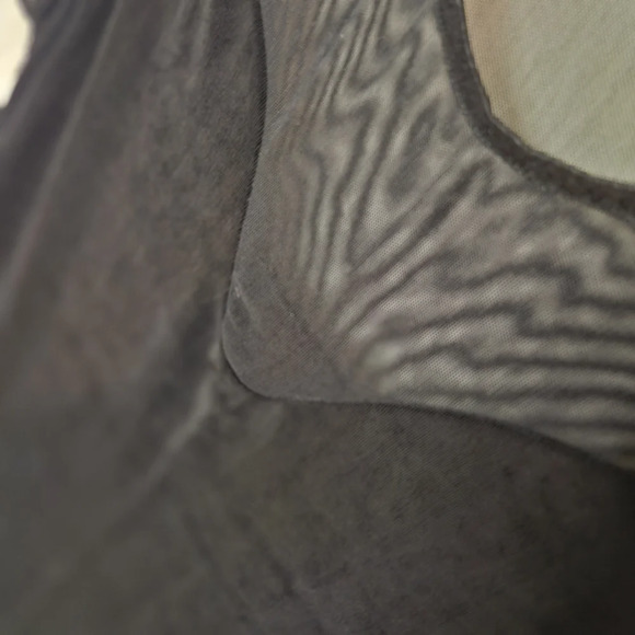 Sweetheart Mesh and Stretch Classic Black Tank Blouse - Picture 3 of 5